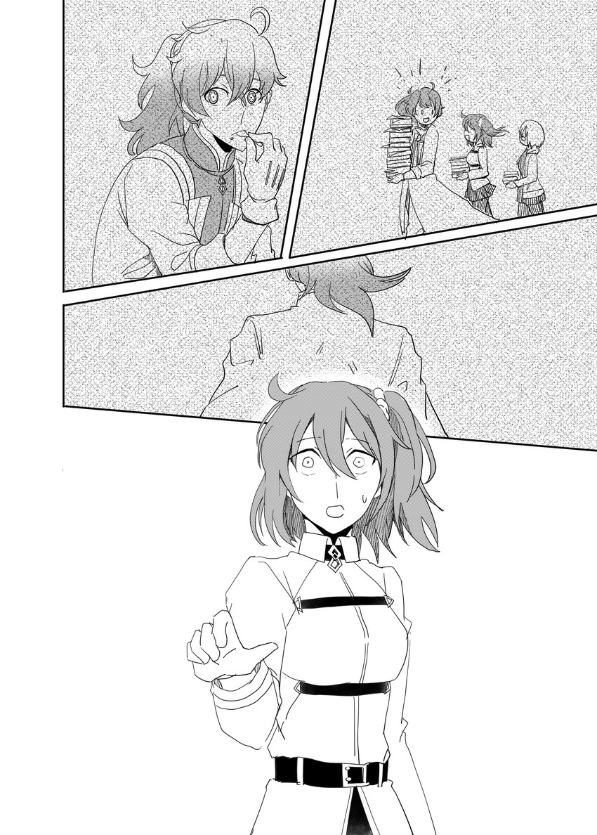 mash kyrielight, fujimaru ritsuka, and romani archaman (fate and 1 more) drawn by peng_ja