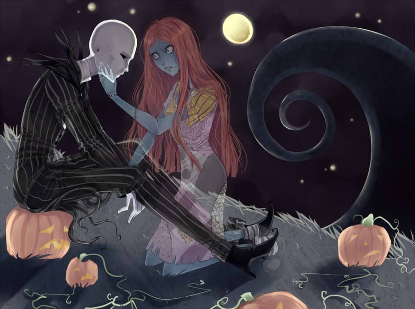 jack skellington and sally (the nightmare before christmas) drawn by kaia-tan