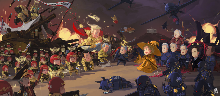 gilgamesh, donald trump, barack obama, hillary clinton, bernie sanders, and 7 more (fate and 4 more) drawn by sima_naoteng