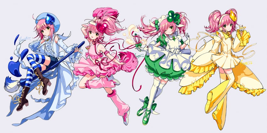 hinamori amu, amulet heart, amulet clover, amulet spade, and amulet dia (shugo chara!) drawn by kisumi_rei