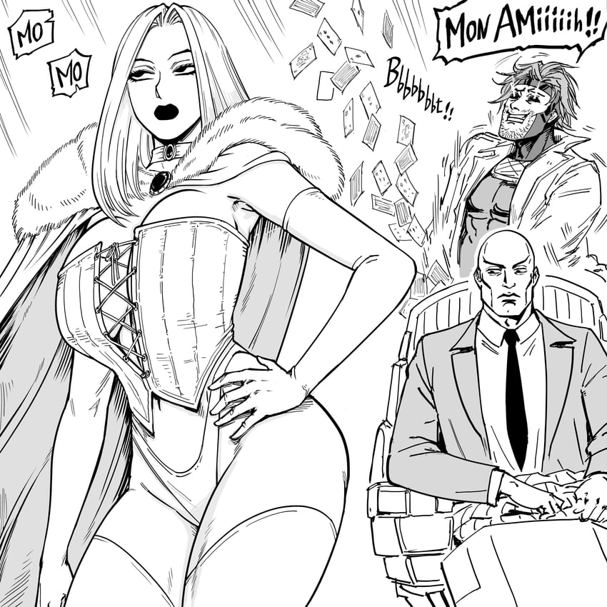 emma frost, coomer, gambit, and charles xavier (marvel and 1 more) drawn by bb_(baalbuddy)