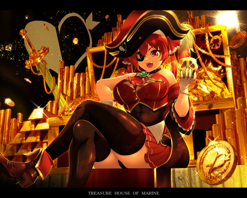 houshou marine and dokuro-kun (hololive) drawn by warugaki_(sk-ii)