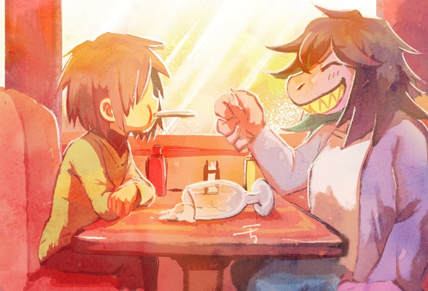 kris and susie (deltarune) drawn by kochi_(morimoriko24)