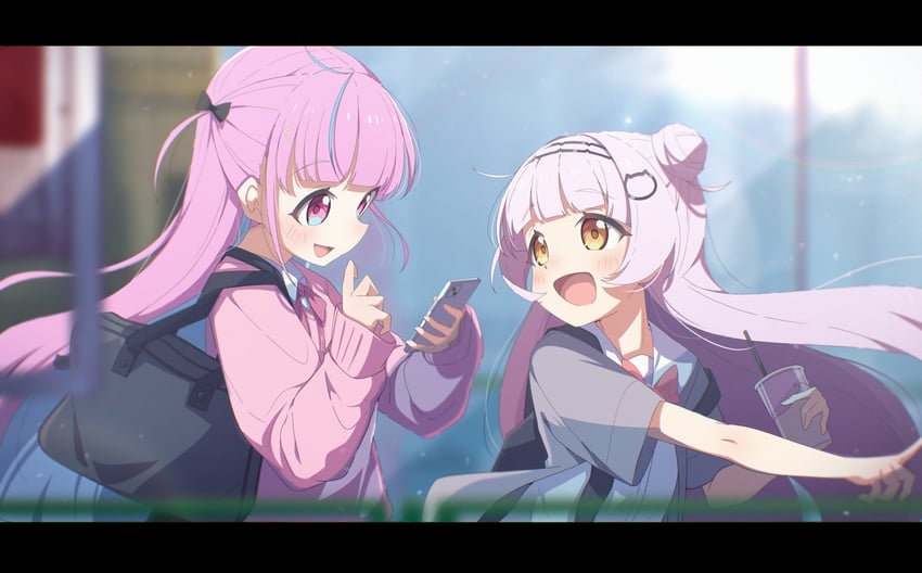 minato aqua and murasaki shion (hololive) drawn by okota_mikan