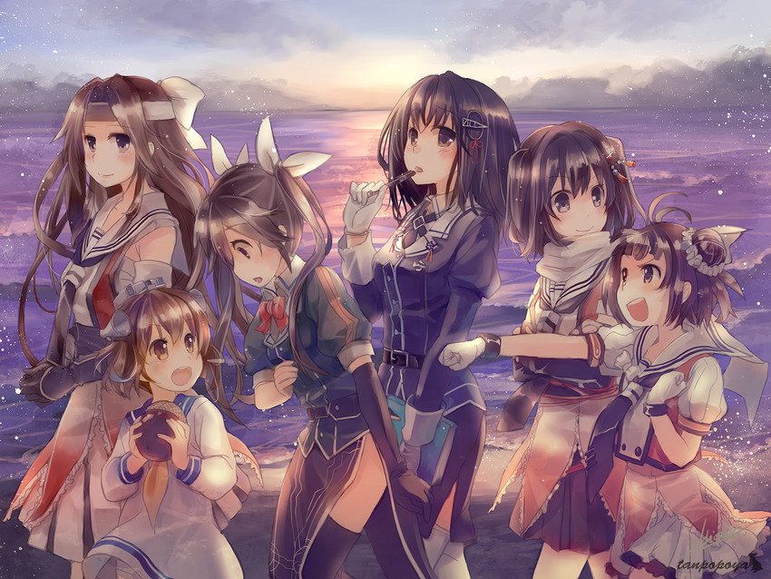 yukikaze, sendai, naka, jintsuu, sendai kai ni, and 6 more (kantai collection) drawn by naruse_chisato