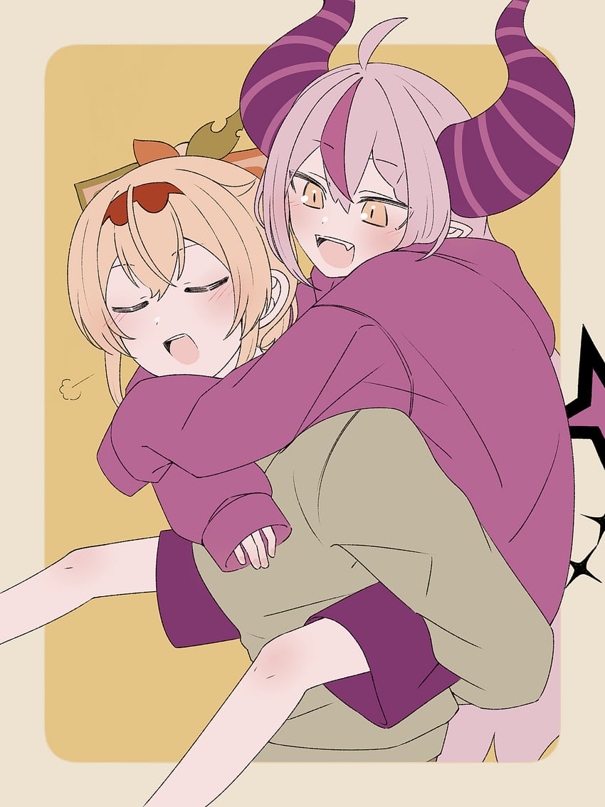 la+ darknesss and kazama iroha (hololive) drawn by oudonn_mogumogu