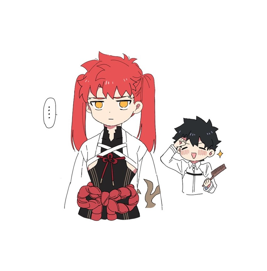 fujimaru ritsuka, emiya shirou, and senji muramasa (fate and 1 more) drawn by kamo_0707