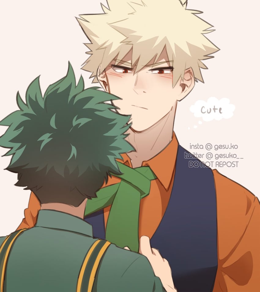 midoriya izuku and bakugou katsuki (boku no hero academia) drawn by gesuko