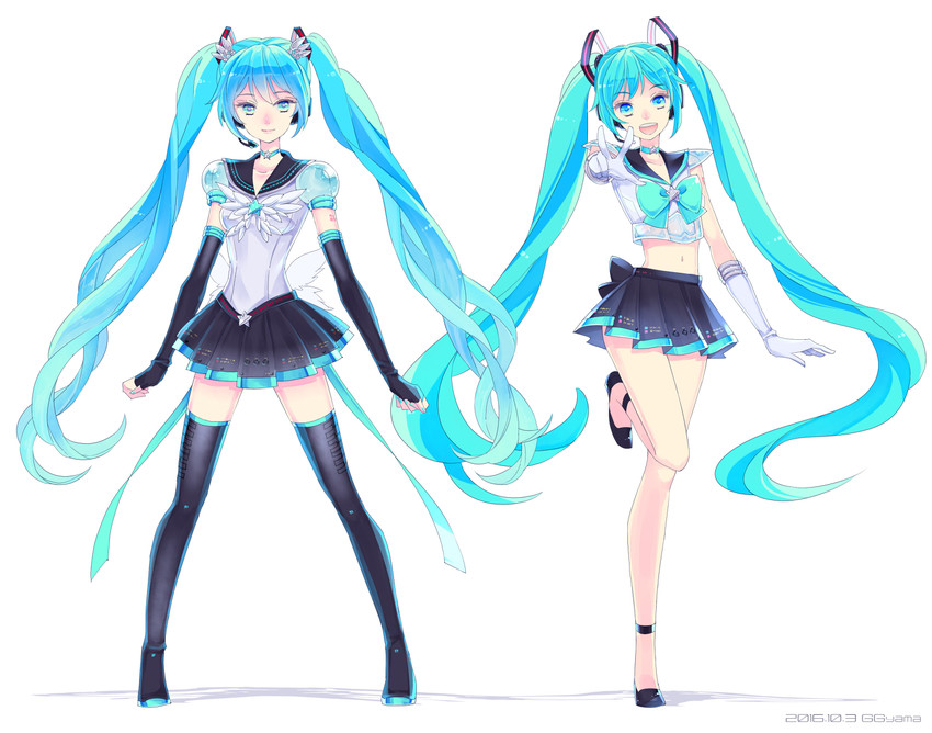 hatsune miku (vocaloid and 1 more) drawn by saki_(hxaxcxk)