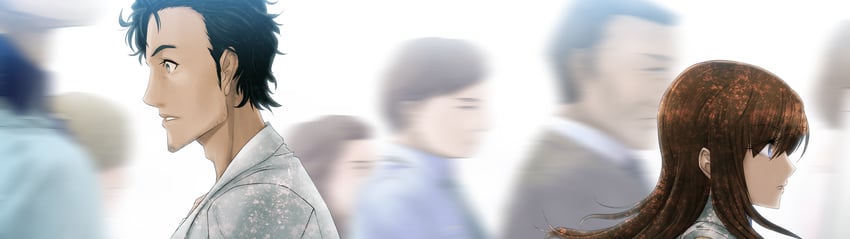 makise kurisu and okabe rintarou (steins;gate) drawn by huke