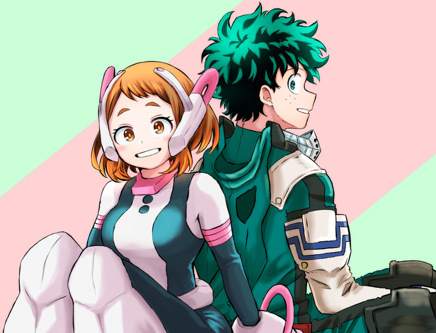 midoriya izuku and uraraka ochaco (boku no hero academia) drawn by yukiko_moruo