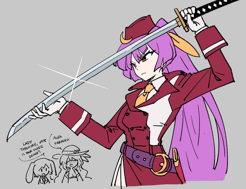 watatsuki no yorihime, watatsuki no toyohime, and reisen (touhou) drawn by kaibootsu