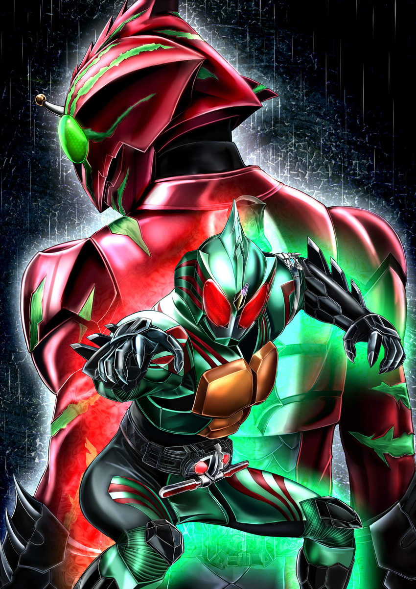 kamen rider amazon alpha and kamen rider amazon omega (kamen rider and 1 more) drawn by masukudo_(hamamoto_hikaru)