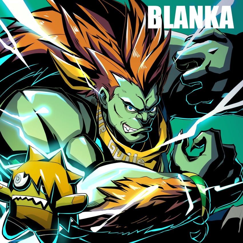 blanka and blanka-chan (street fighter and 1 more) drawn by kumo33