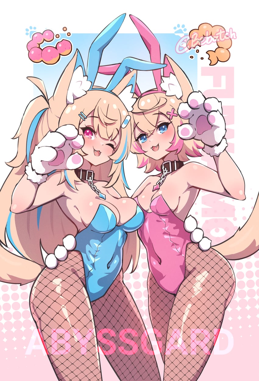 fuwawa abyssgard and mococo abyssgard (hololive and 1 more) drawn by bebatch