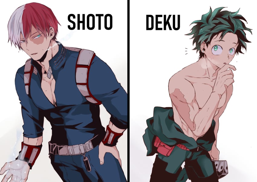 midoriya izuku and todoroki shoto (boku no hero academia) drawn by agehrak