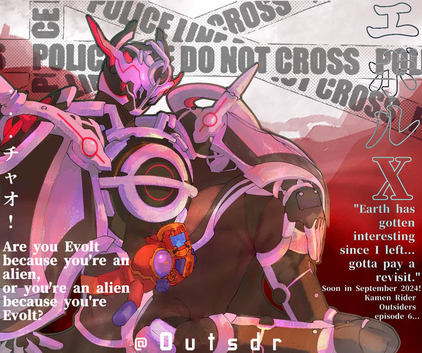 kamen rider evol, evolto, and kamen rider evol x (kamen rider and 2 more) drawn by 0utsdr