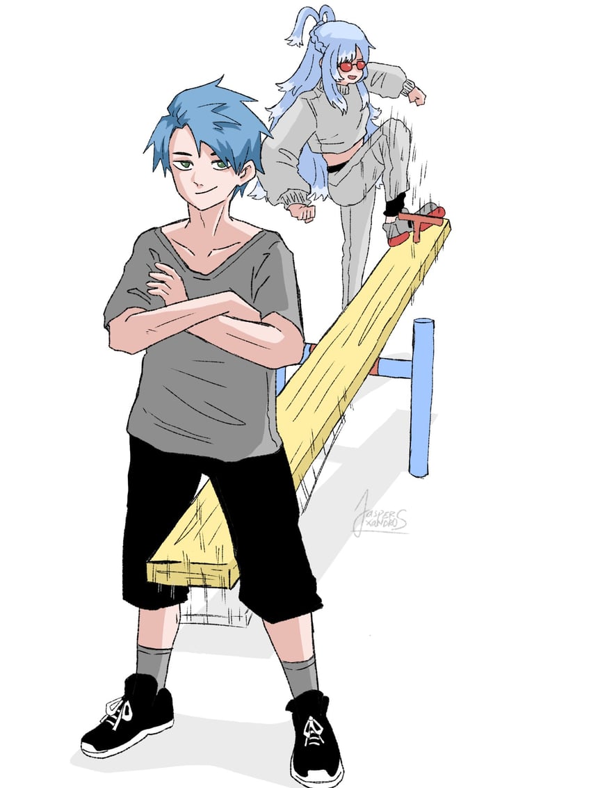 kobo kanaeru and regis altare (hololive and 3 more) drawn by jasper_xandros