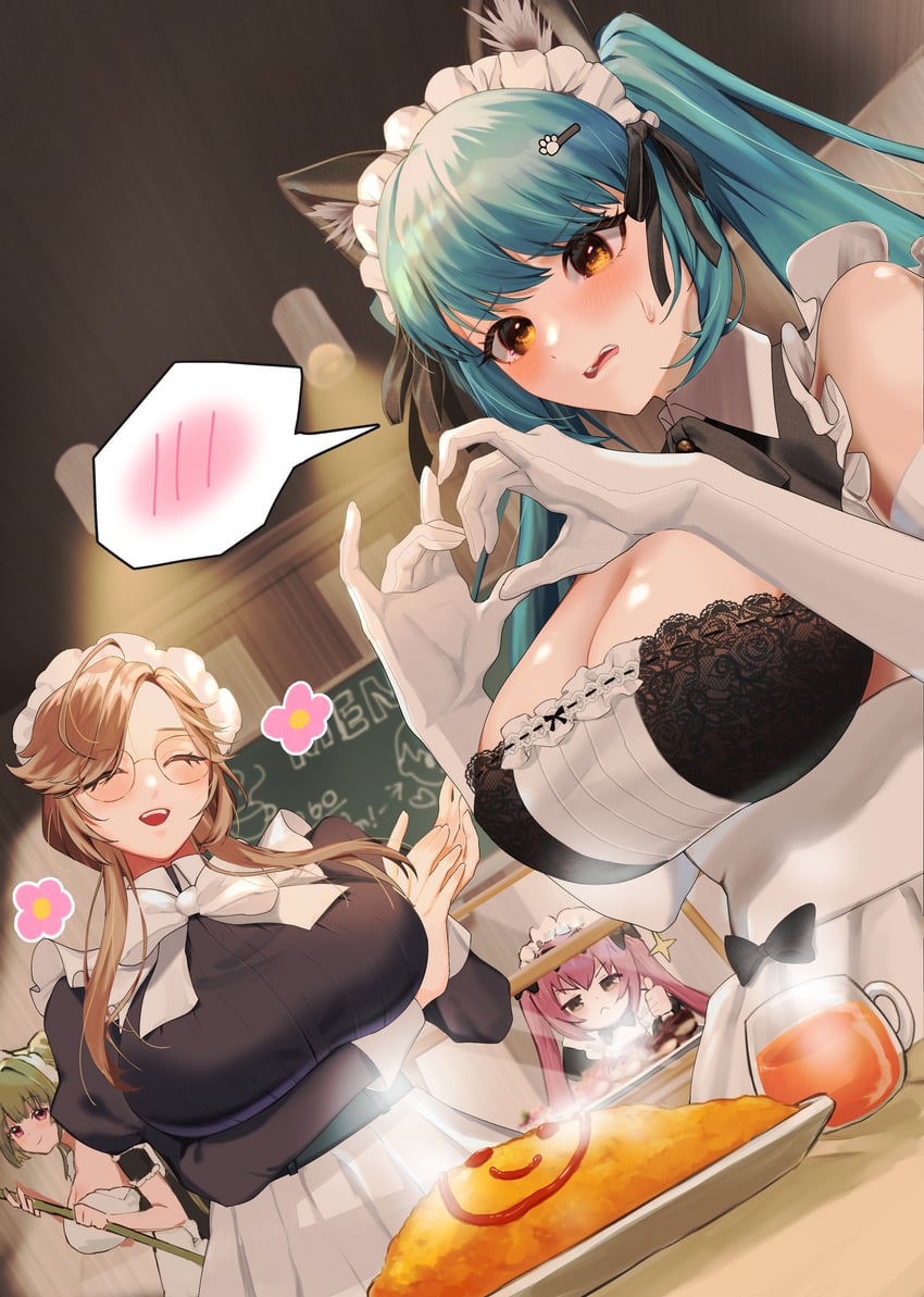 soda, privaty, ade, and cocoa (goddess of victory: nikke) drawn by shinju_udagawa