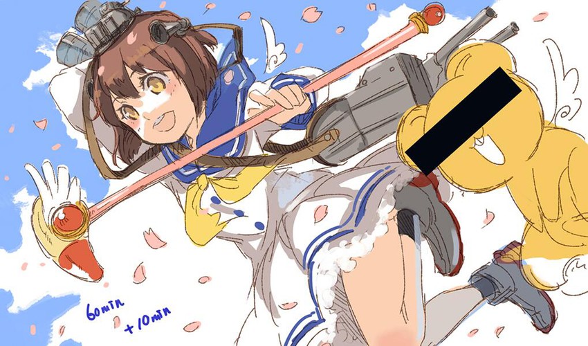 kinomoto sakura, yukikaze, and kero (kantai collection and 1 more) drawn by cosmic_(crownclowncosmic)