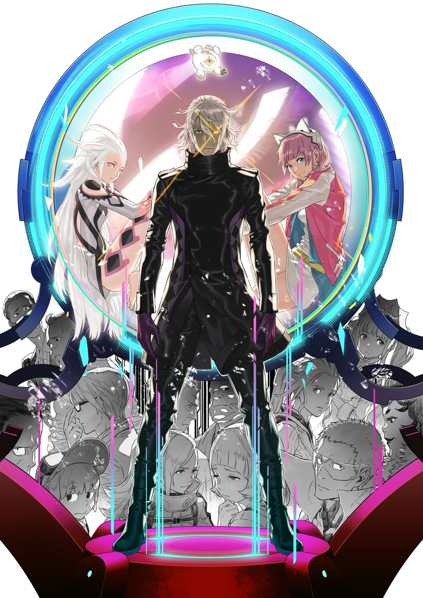 okiura mizuki, aiba, date kaname, sagan iris, boss, and 11 more (ai the somnium files) drawn by kozaki_yuusuke