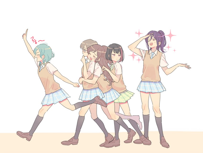 hikawa hina, mitake ran, imai lisa, seta kaoru, and yamato maya (bang dream!) drawn by res2shuu
