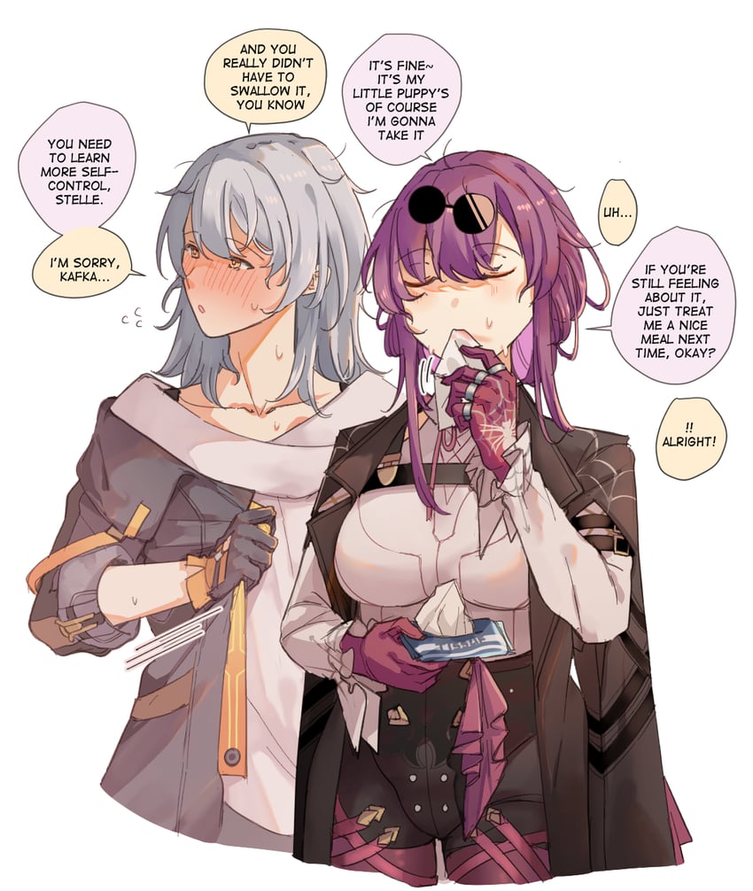 trailblazer, stelle, and kafka (honkai and 1 more) drawn by hinagi_(fox_priest)