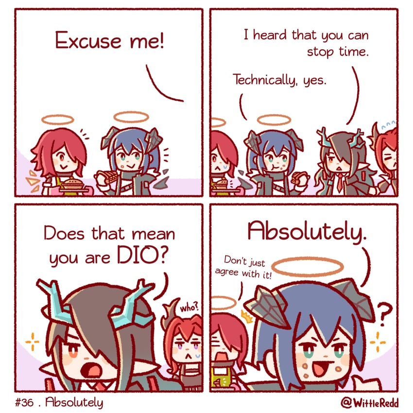 exusiai, surtr, dusk, and mostima (arknights) drawn by wittle_red