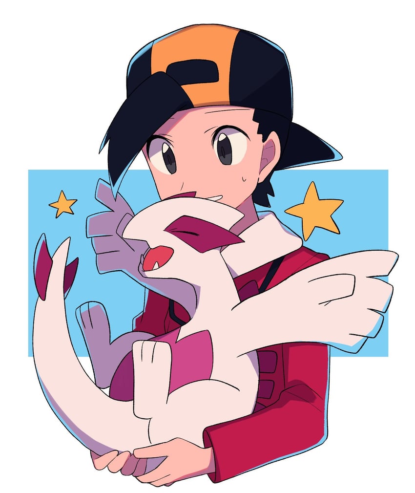 ethan and lugia (pokemon and 1 more) drawn by tyako_089