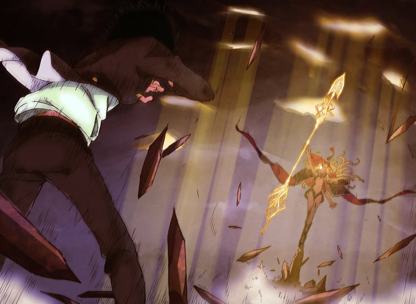kamijou touma and othinus (toaru majutsu no index and 1 more) drawn by gazing_eye and haimura_kiyotaka