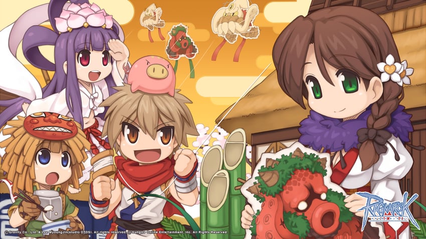sorcerer, novice, taekwon, kraken, evil nymph, and 1 more (ragnarok online) drawn by yuichirou