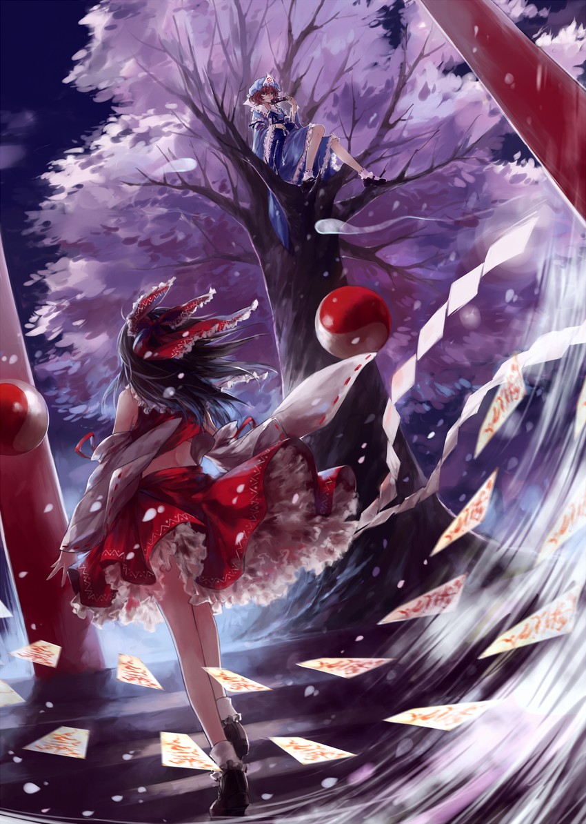 hakurei reimu and saigyouji yuyuko (touhou) drawn by w_w_w_wloveless