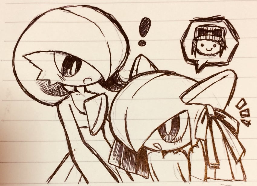 gardevoir, kirlia, and calem (pokemon and 1 more) drawn by pua9280