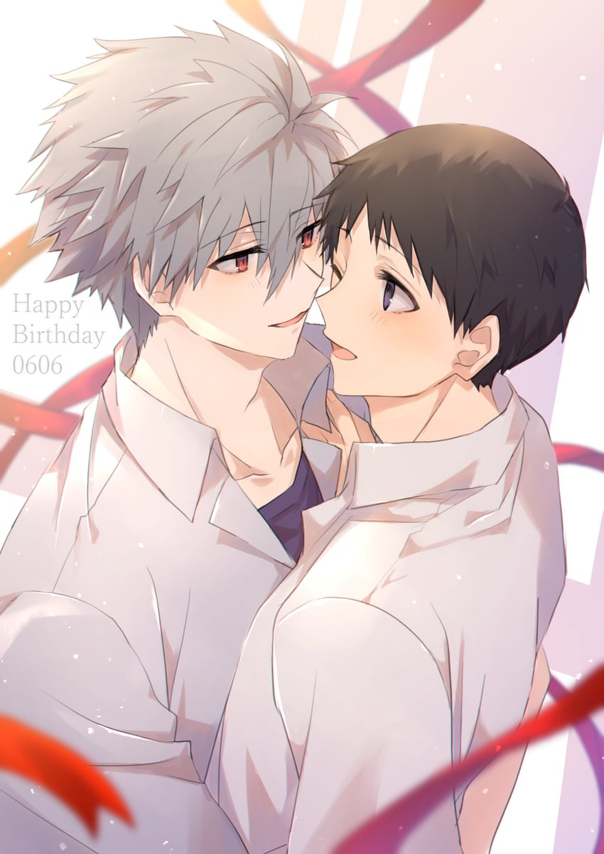 ikari shinji and nagisa kaworu (neon genesis evangelion) drawn by yuki_fumuke