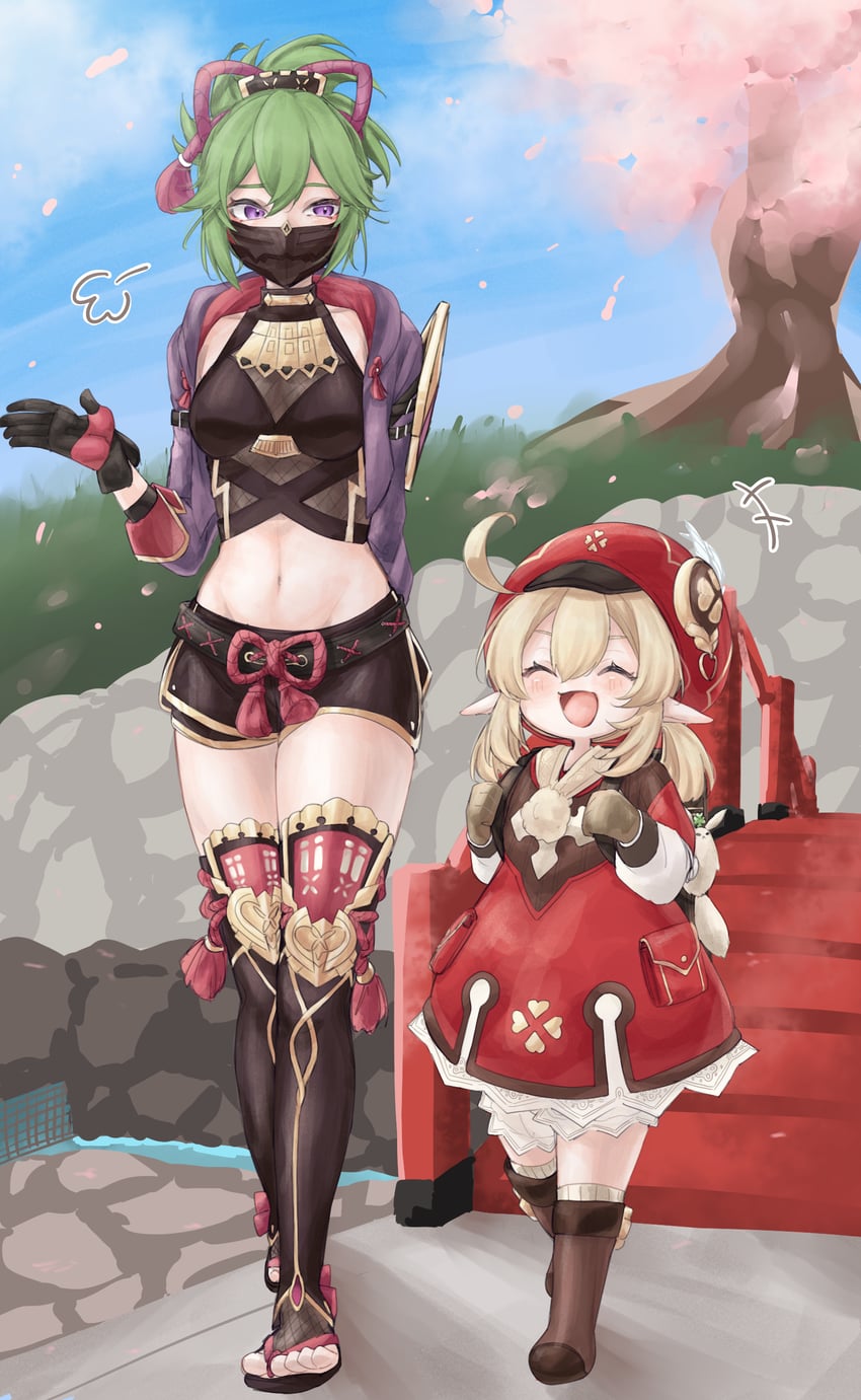 klee and kuki shinobu (genshin impact) drawn by sorata_(fuyuki_15_50)