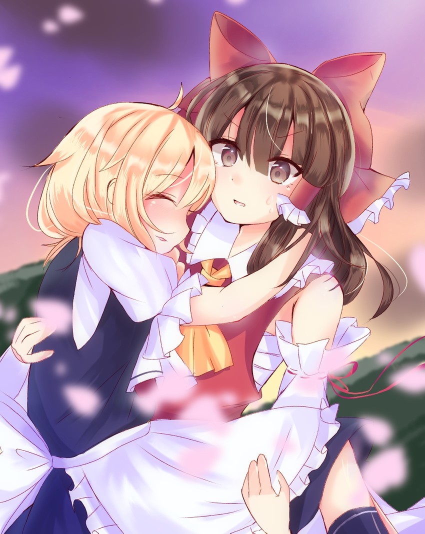 hakurei reimu and kirisame marisa (touhou) drawn by shunu_tabetai