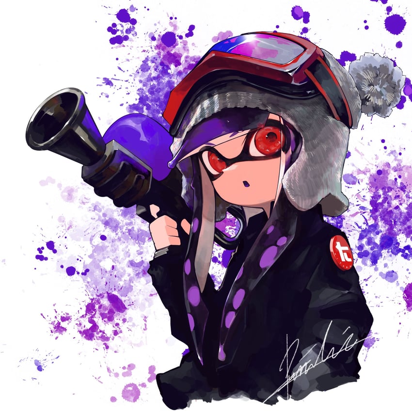 inkling player character and inkling girl (splatoon) drawn by mhxbump