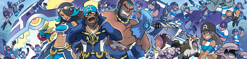 kyogre, archie, mightyena, sharpedo, shelly, and 7 more (pokemon and 1 more) drawn by ariga_hitoshi
