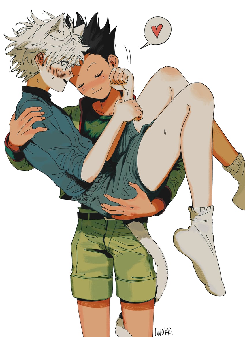 killua zoldyck and gon freecss (hunter x hunter) drawn by iwakki