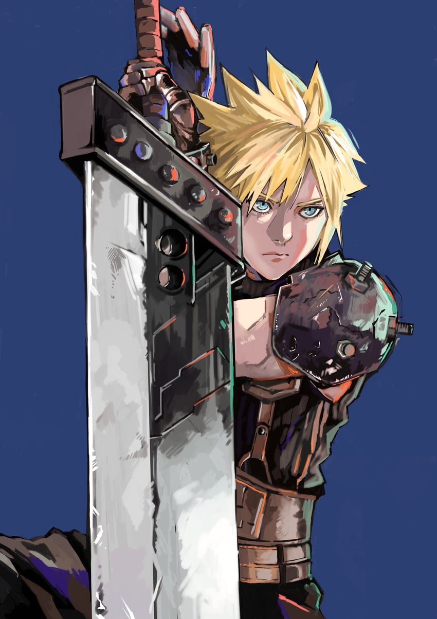 cloud strife (final fantasy and 2 more) drawn by sukesukeburger