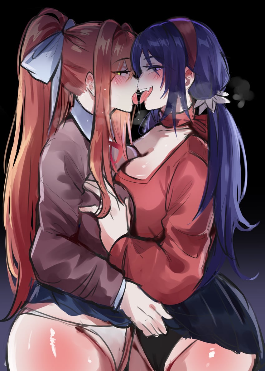 monika, mita, and crazy mita (doki doki literature club and 1 more) drawn by kurenaiz_(kuayrenaiz)