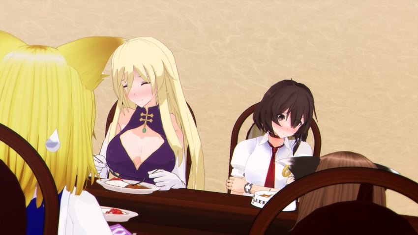 yakumo yukari, yakumo ran, chen, and usami renko (touhou) drawn by allhaildurians