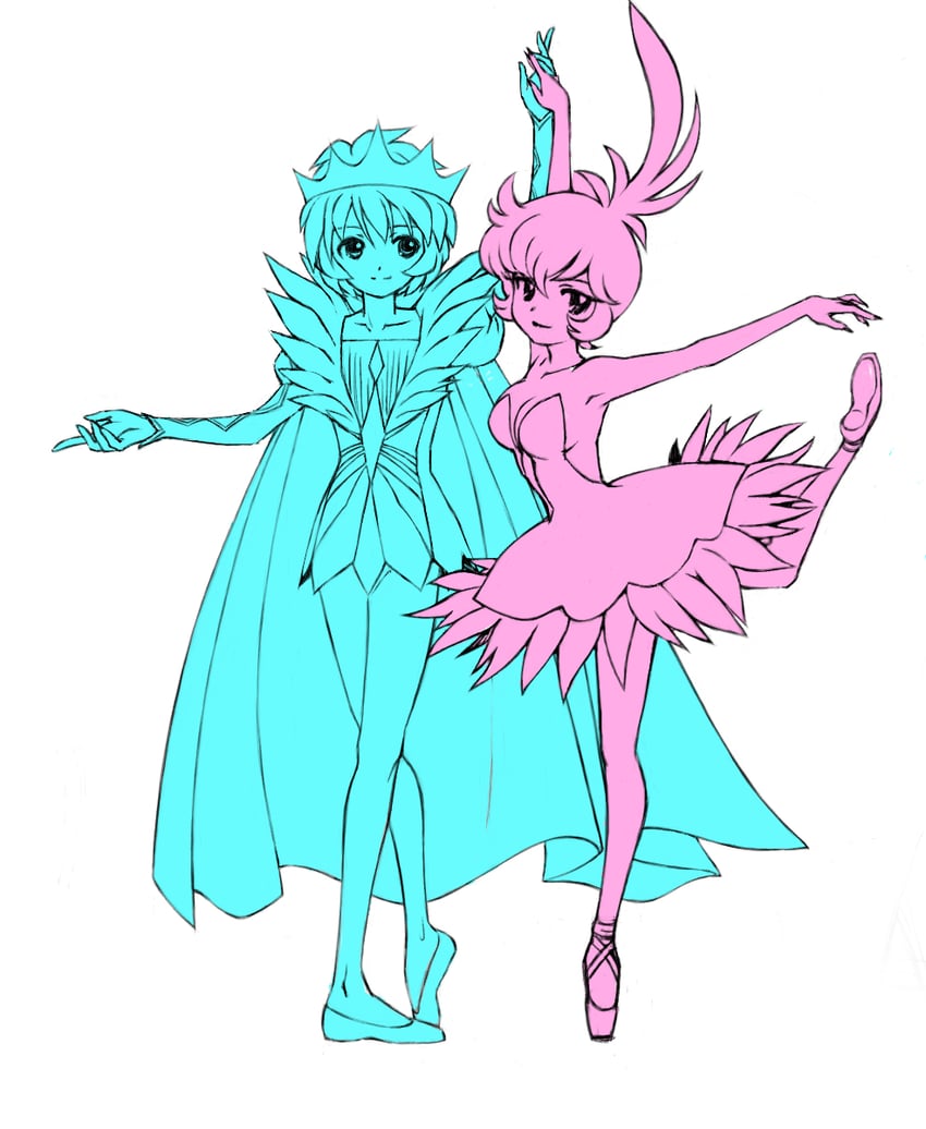 ahiru, princess tutu, rue, princess kraehe, mytho, and 1 more (princess tutu) drawn by itou_ikuko