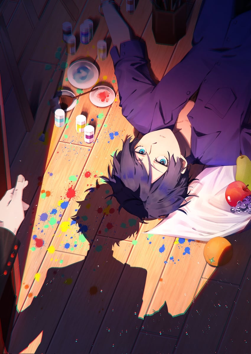 amamiya ren, morgana, and kitagawa yuusuke (persona and 1 more) drawn by albatross_221