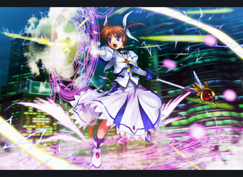 takamachi nanoha and raising heart (lyrical nanoha and 2 more) drawn by mutsuki_(moonknives)