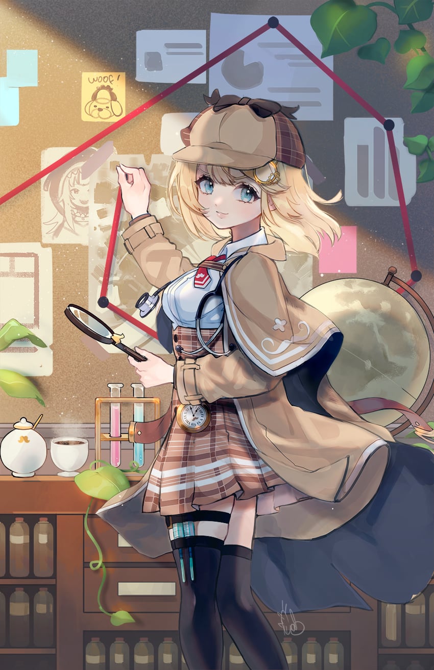 gawr gura, watson amelia, and bubba (hololive and 1 more) drawn by alpaca_carlesi