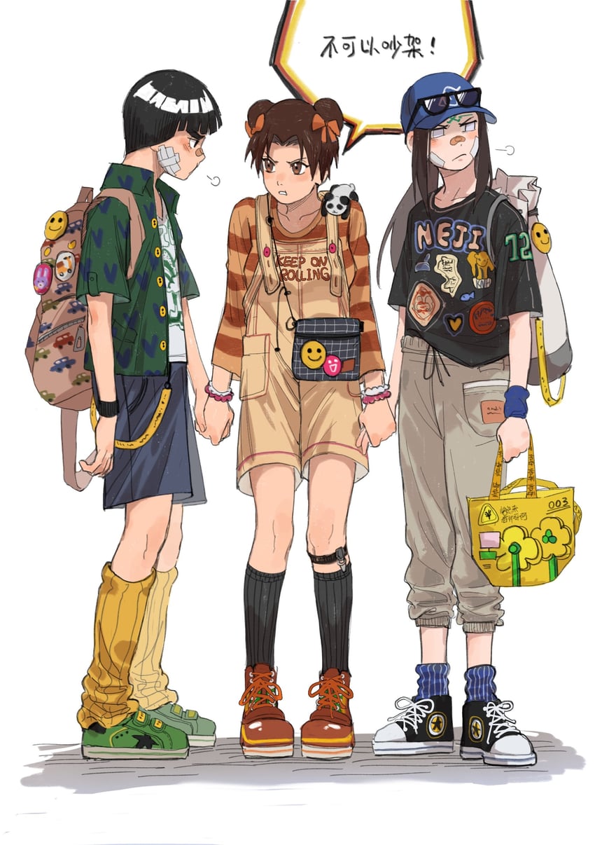 tenten, rock lee, and hyuuga neji (naruto) drawn by gaozijie422