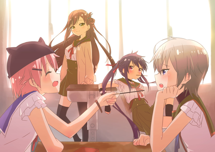 ebisuzawa kurumi, takeya yuki, wakasa yuuri, and naoki miki (gakkou gurashi!) drawn by moffuu