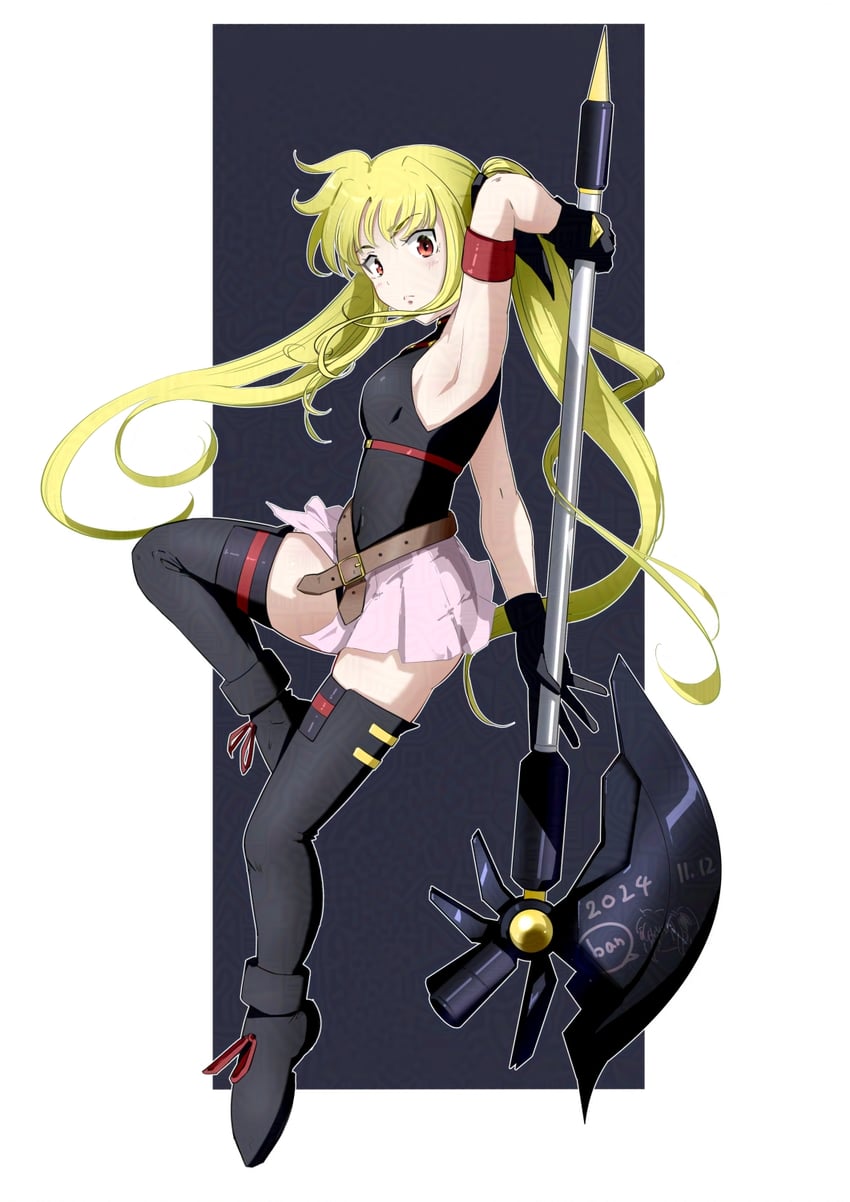 fate testarossa and bardiche (lyrical nanoha and 2 more) drawn by ban_(777purin)