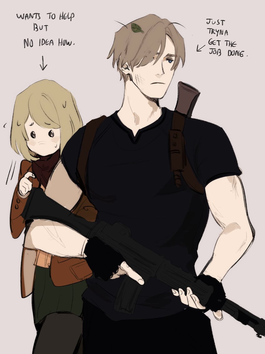 leon s. kennedy and ashley graham (resident evil and 1 more) drawn by monmeon